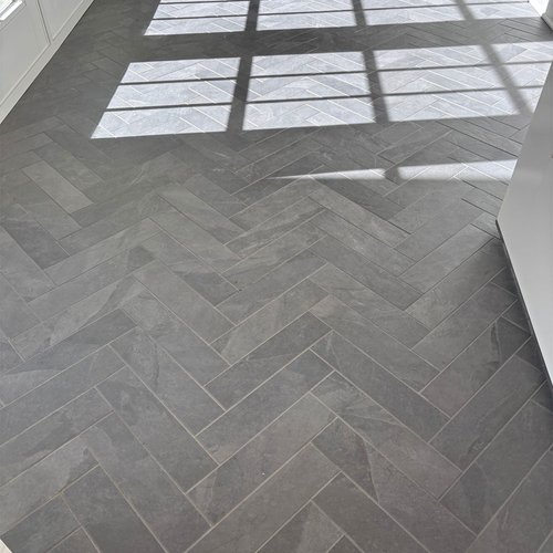 slate herringbone flooring